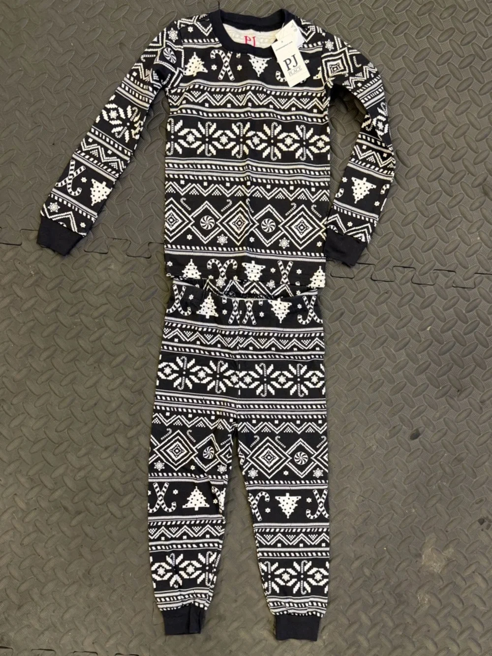 The Children's Place Black & White Holiday Sweater Pajama Set